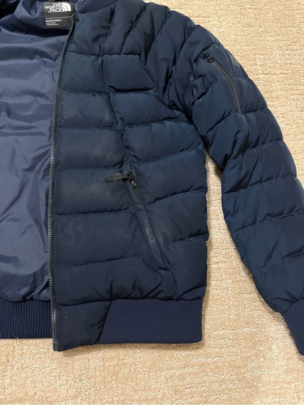 The North Face Navy Quilted Puffer Bomber Jacket